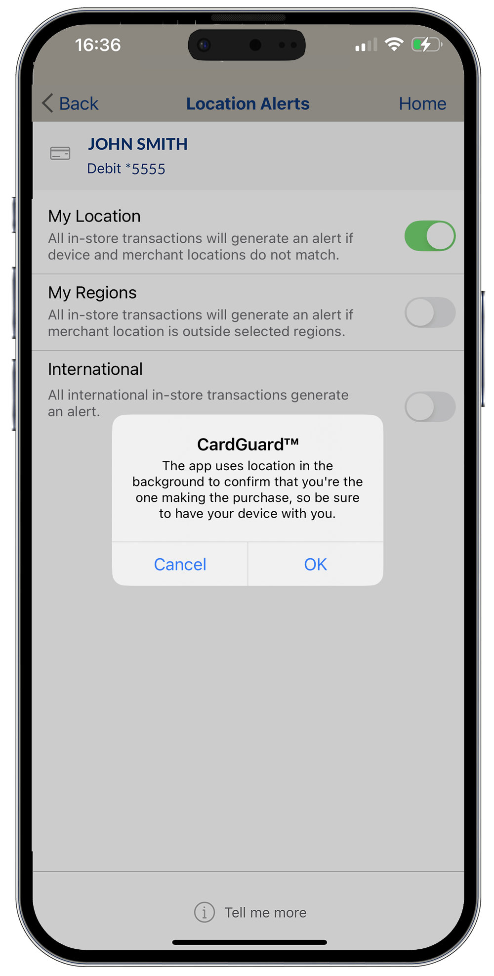 CardGuard alert